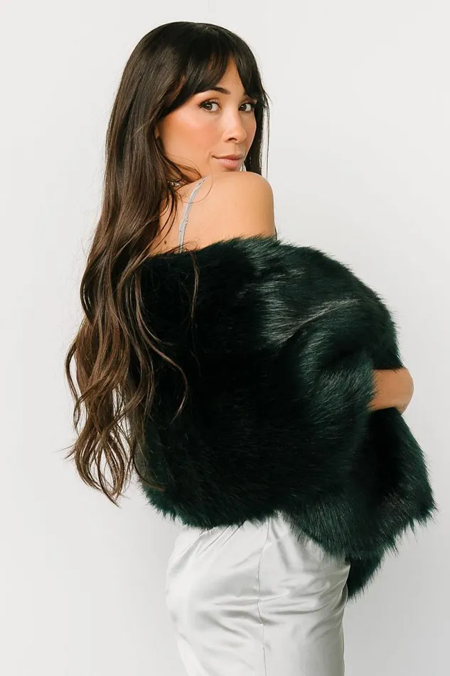 Women Jovie Faux Fur Shawl Deep Emerald Baltic Born Shawls Women Jovie Faux Fur Shawl Deep Emerald Baltic Born Shawls