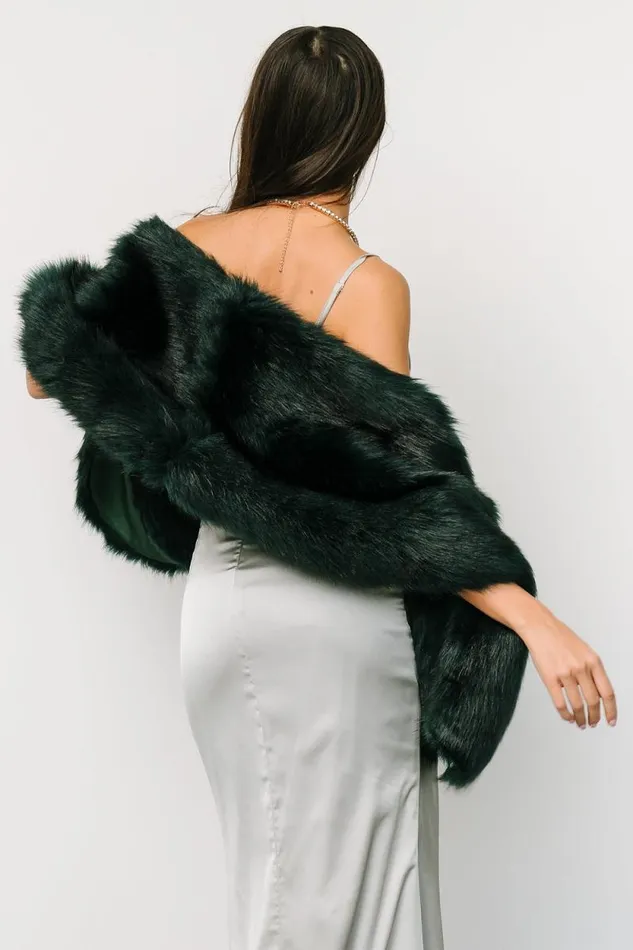 Women Jovie Faux Fur Shawl Deep Emerald Baltic Born Shawls Women Jovie Faux Fur Shawl Deep Emerald Baltic Born Shawls