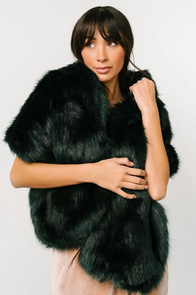 Women Jovie Faux Fur Shawl Deep Emerald Baltic Born Shawls Women Jovie Faux Fur Shawl Deep Emerald Baltic Born Shawls