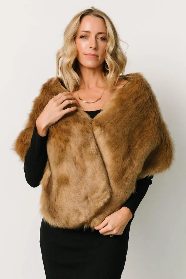 Women Jovie Faux Fur Shawl Fawn Baltic Born Outerwear