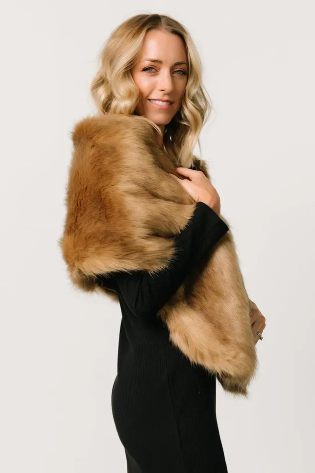 Women Jovie Faux Fur Shawl Fawn Baltic Born Outerwear
