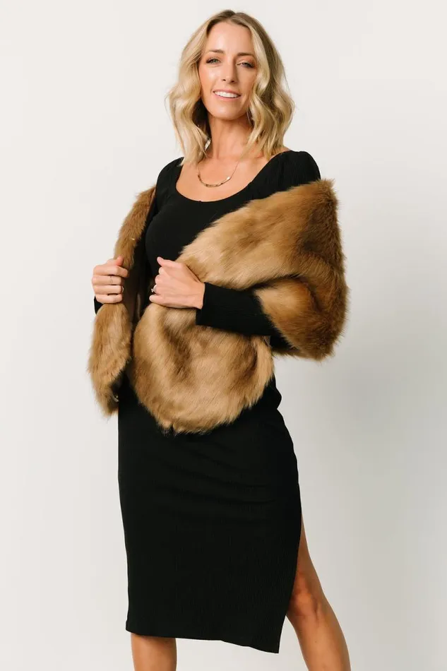 Women Jovie Faux Fur Shawl Fawn Baltic Born Outerwear