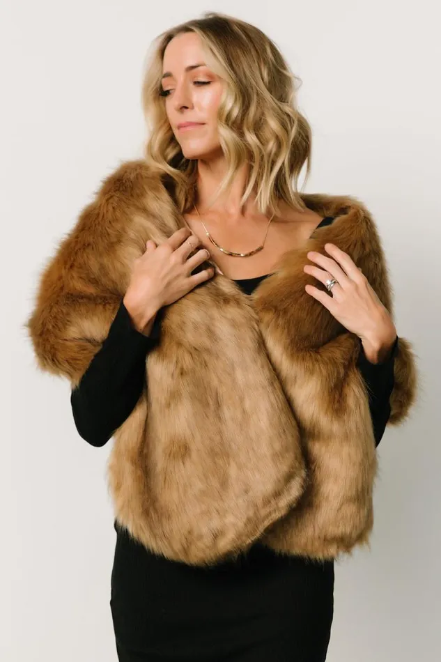 Women Jovie Faux Fur Shawl Fawn Baltic Born Outerwear