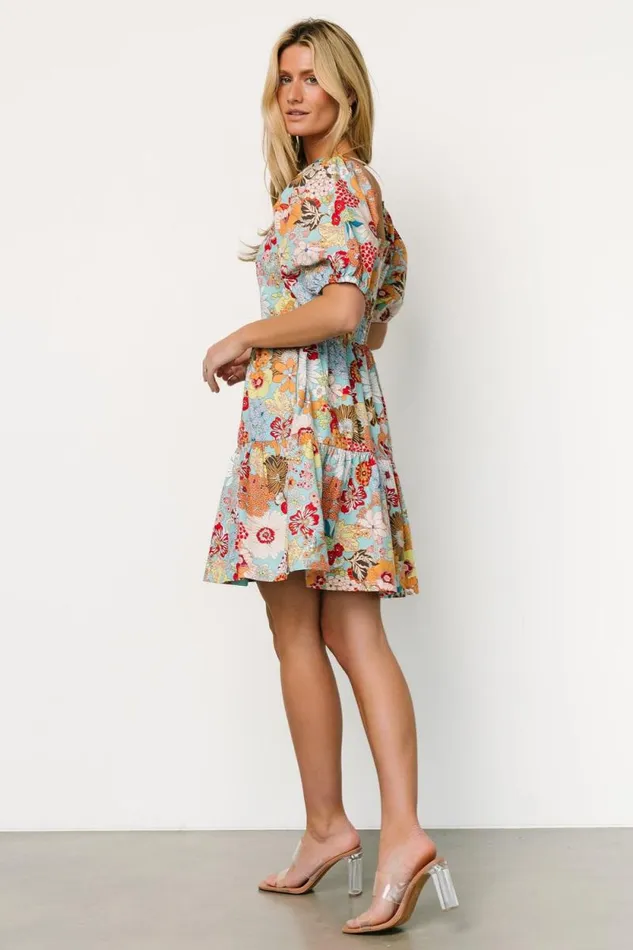 Women Kallie Puff Sleeve Short Dress Multi Print Baltic Born Short Dresses Women Kallie Puff Sleeve Short Dress Multi Print Baltic Born Short Dresses