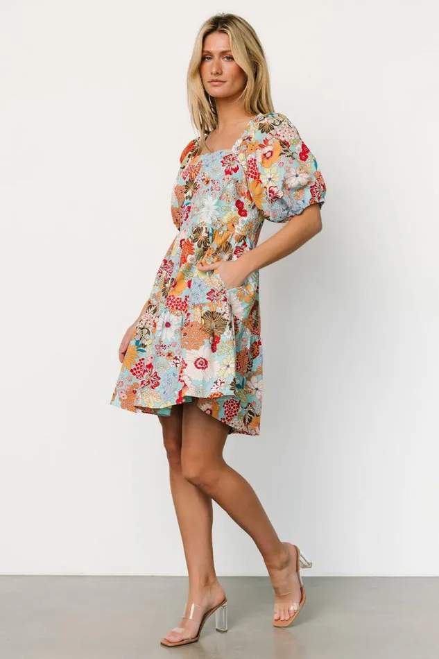Women Kallie Puff Sleeve Short Dress Multi Print Baltic Born Short Dresses Women Kallie Puff Sleeve Short Dress Multi Print Baltic Born Short Dresses