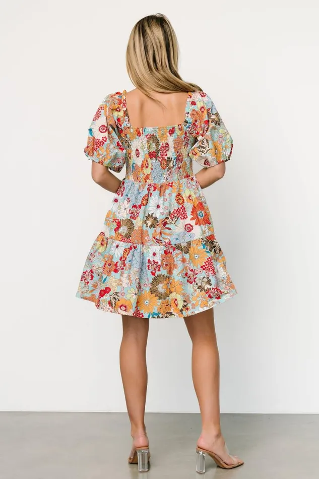 Women Kallie Puff Sleeve Short Dress Multi Print Baltic Born Short Dresses Women Kallie Puff Sleeve Short Dress Multi Print Baltic Born Short Dresses