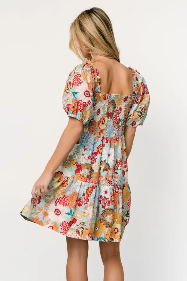 Women Kallie Puff Sleeve Short Dress Multi Print Baltic Born Short Dresses Women Kallie Puff Sleeve Short Dress Multi Print Baltic Born Short Dresses
