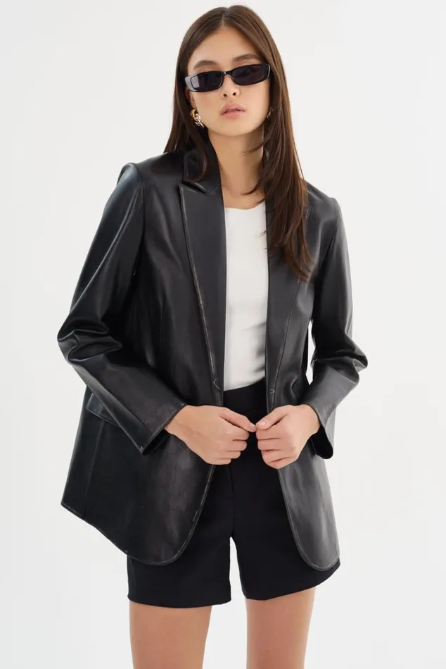 Women KARRIN Distressed Leather Blazer Distressed Black LAMARQUE Leather Jackets