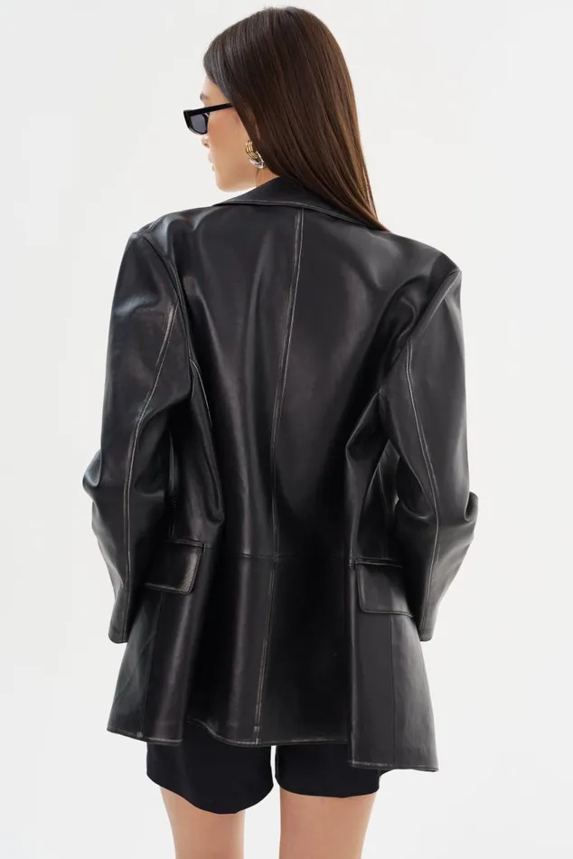 Women KARRIN Distressed Leather Blazer Distressed Black LAMARQUE Leather Jackets