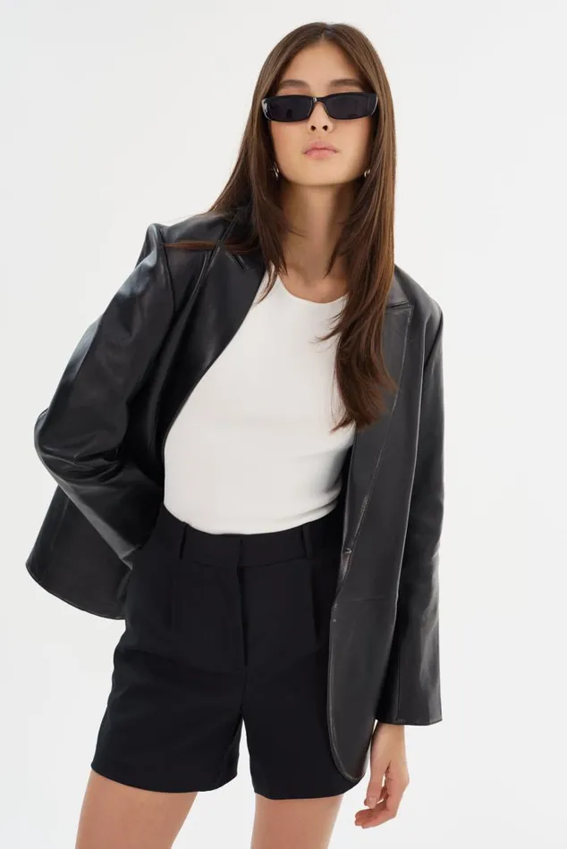 Women KARRIN Distressed Leather Blazer Distressed Black LAMARQUE Leather Jackets