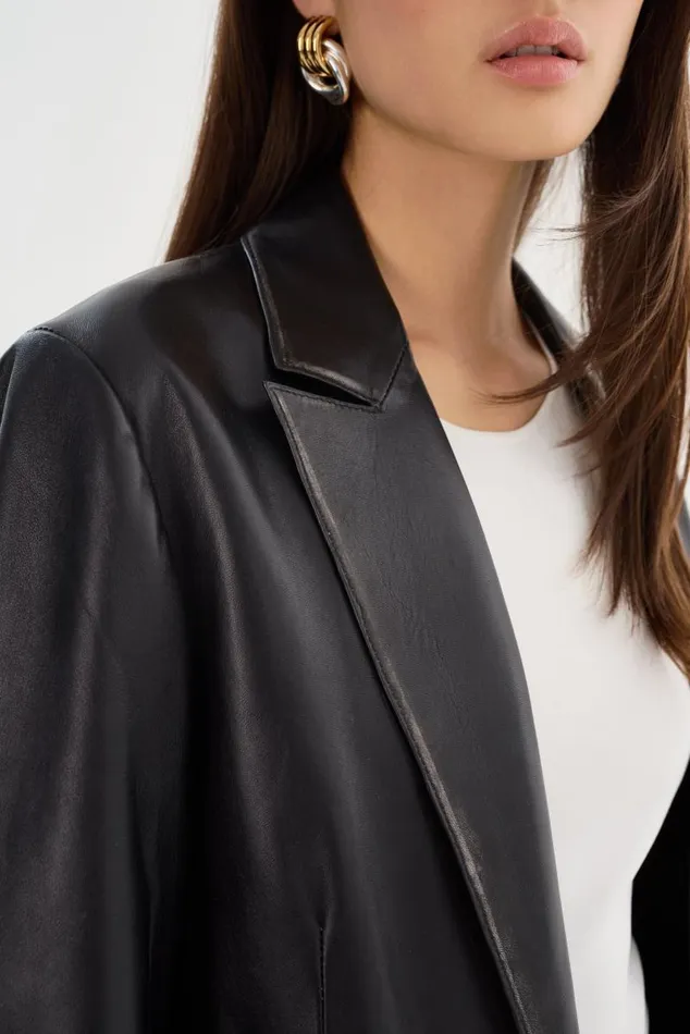 Women KARRIN Distressed Leather Blazer Distressed Black LAMARQUE Leather Jackets