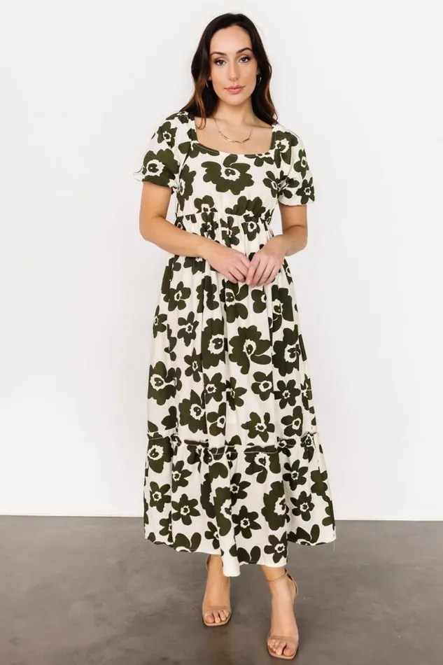 Women Kasey Maxi Dress Olive Ivory Print Baltic Born Maxi Dresses Women Kasey Maxi Dress Olive Ivory Print Baltic Born Maxi Dresses