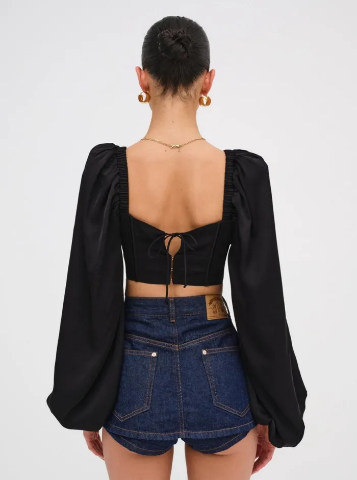 Women Kat Long Sleeve Corset Top Black For Love and Lemons Tops Women Kat Long Sleeve Corset Top Black For Love and Lemons Tops
