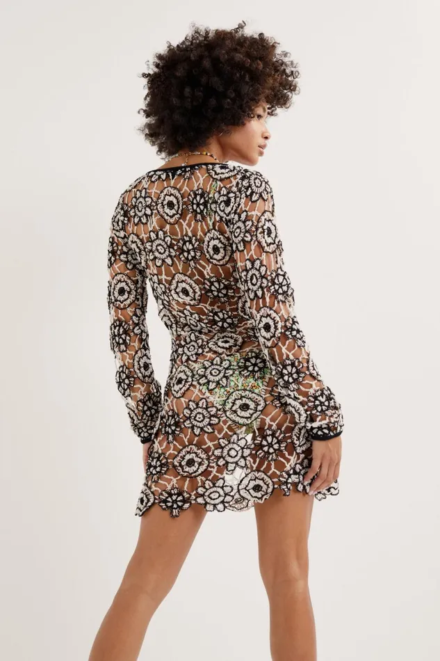 Women Kaya Long Sleeve Mini Dress Black For Love and Lemons Knitwear