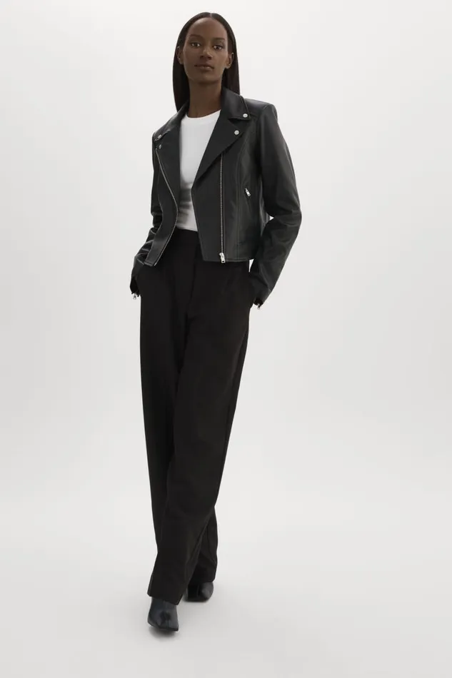 Women KELSEY Leather Biker Jacket Black LAMARQUE Leather Jackets