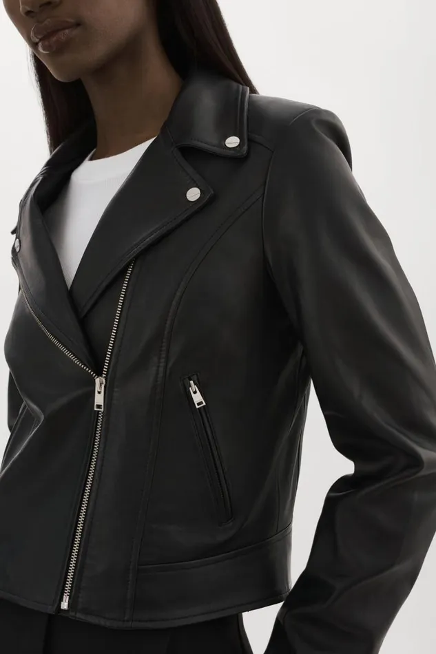 Women KELSEY Leather Biker Jacket Black LAMARQUE Leather Jackets