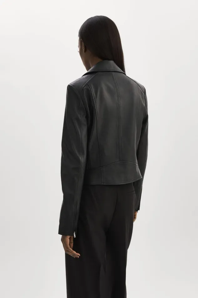 Women KELSEY Leather Biker Jacket Black LAMARQUE Leather Jackets