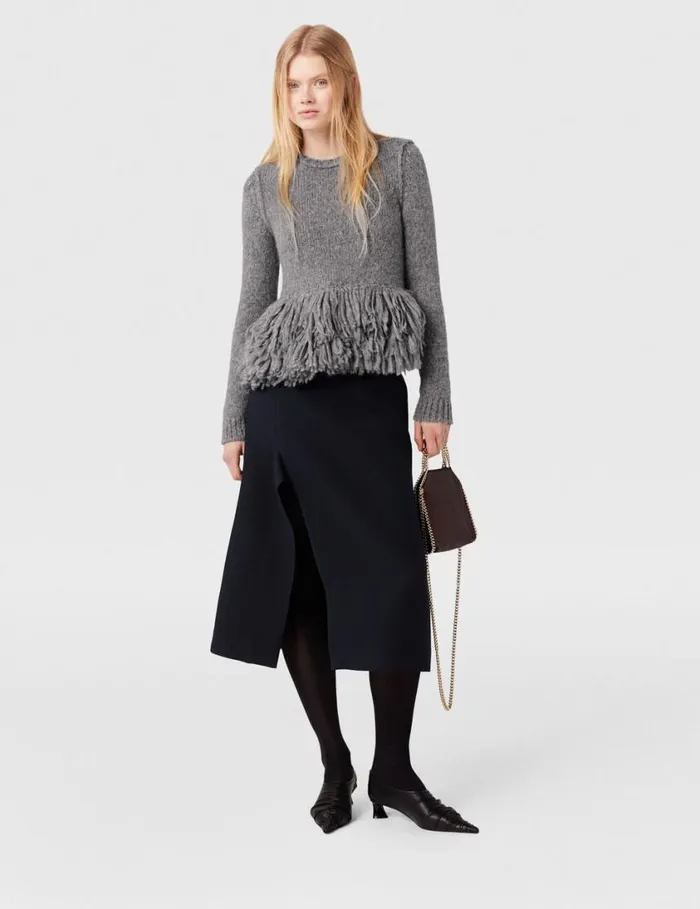 Women KickFlare Midi Skirt Midnight Black Stella McCartney Tailoring Women KickFlare Midi Skirt Midnight Black Stella McCartney Tailoring