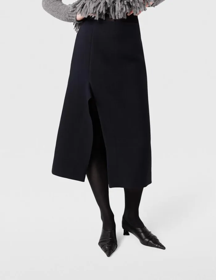 Women KickFlare Midi Skirt Midnight Black Stella McCartney Tailoring Women KickFlare Midi Skirt Midnight Black Stella McCartney Tailoring
