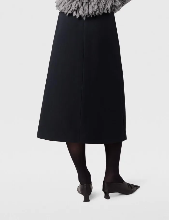Women KickFlare Midi Skirt Midnight Black Stella McCartney Tailoring Women KickFlare Midi Skirt Midnight Black Stella McCartney Tailoring