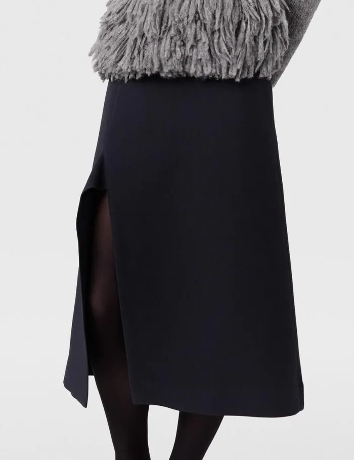 Women KickFlare Midi Skirt Midnight Black Stella McCartney Tailoring Women KickFlare Midi Skirt Midnight Black Stella McCartney Tailoring