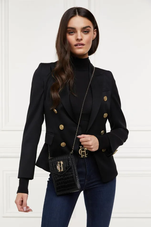 Women Knightsbridge Phone Pouch Black Croc Holland Cooper Bags