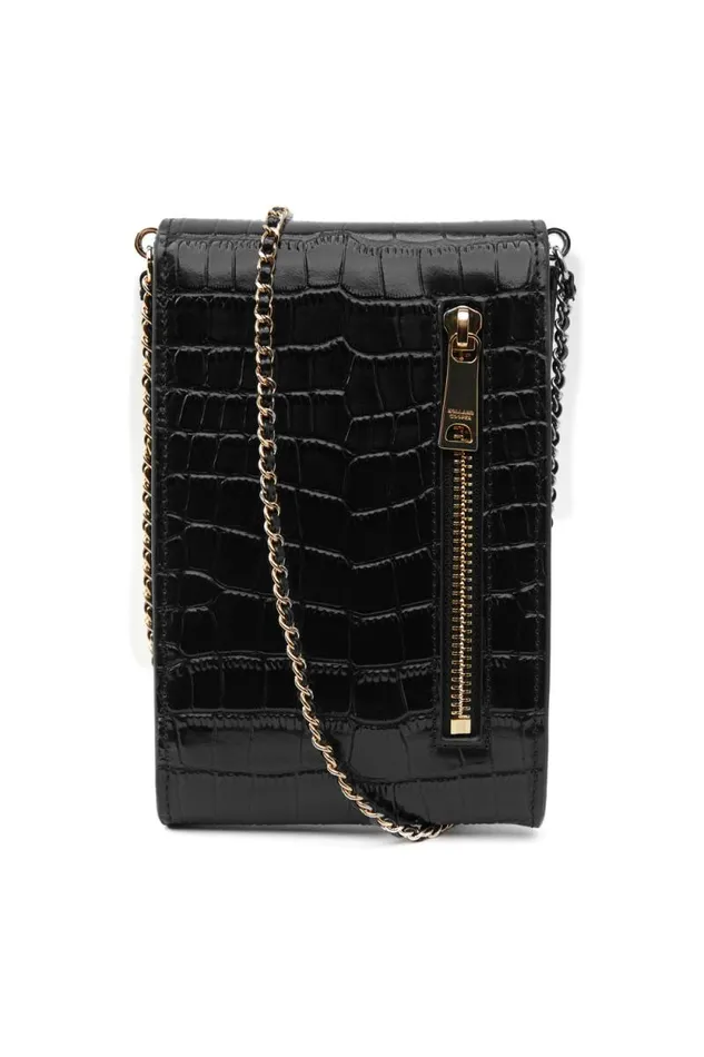 Women Knightsbridge Phone Pouch Black Croc Holland Cooper Bags