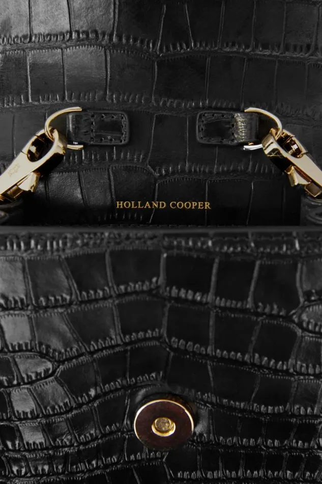 Women Knightsbridge Phone Pouch Black Croc Holland Cooper Bags