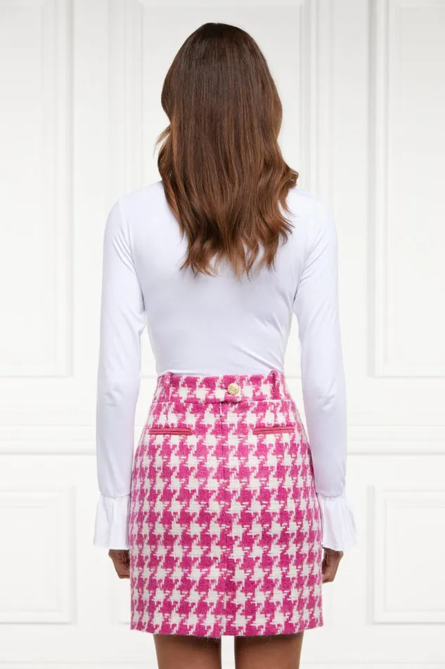 Women Knightsbridge Skirt Hot Pink Large Scale Houndstooth Holland Cooper Tailoring