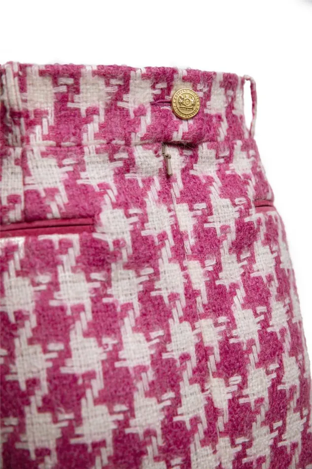 Women Knightsbridge Skirt Hot Pink Large Scale Houndstooth Holland Cooper Tailoring