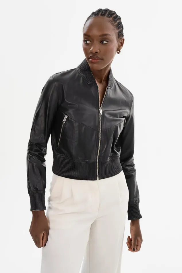 Women KORDELLA Reversible Leather Bomber Jacket Blackpink LAMARQUE Leather Jackets