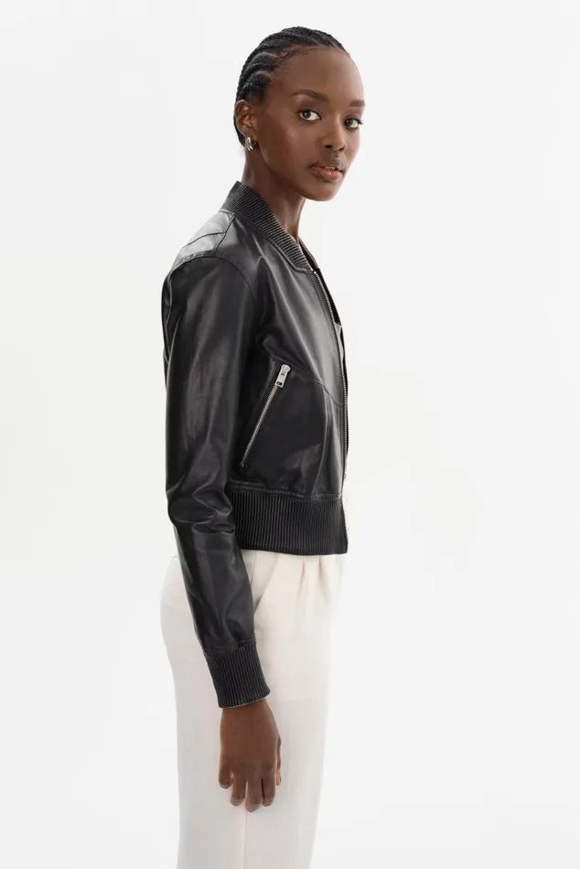 Women KORDELLA Reversible Leather Bomber Jacket Blackpink LAMARQUE Leather Jackets