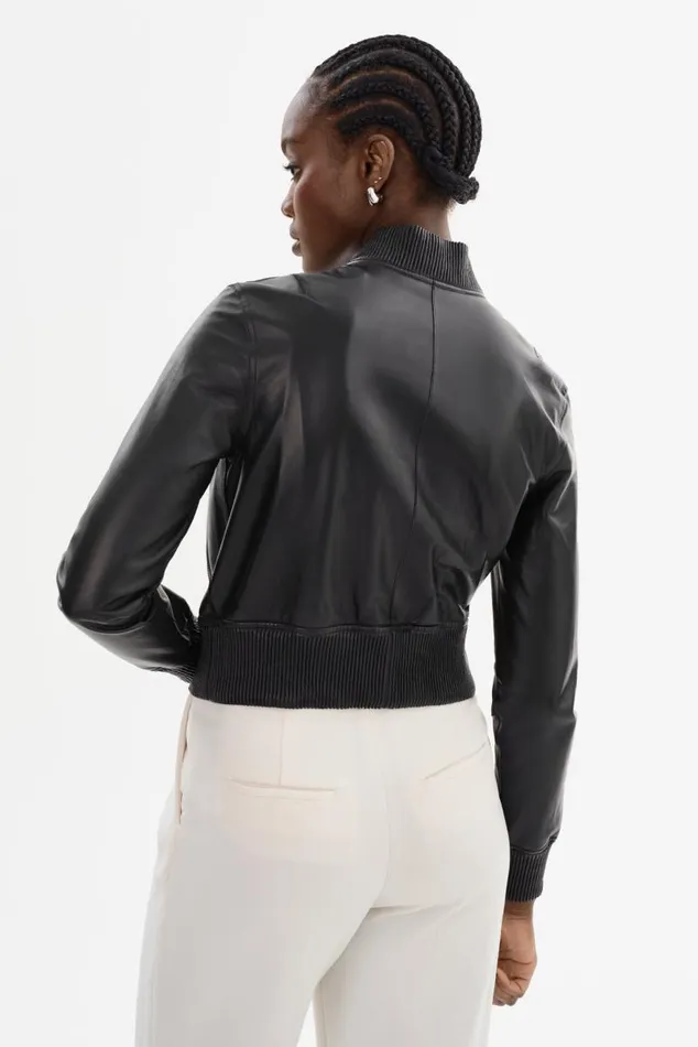 Women KORDELLA Reversible Leather Bomber Jacket Blackpink LAMARQUE Leather Jackets