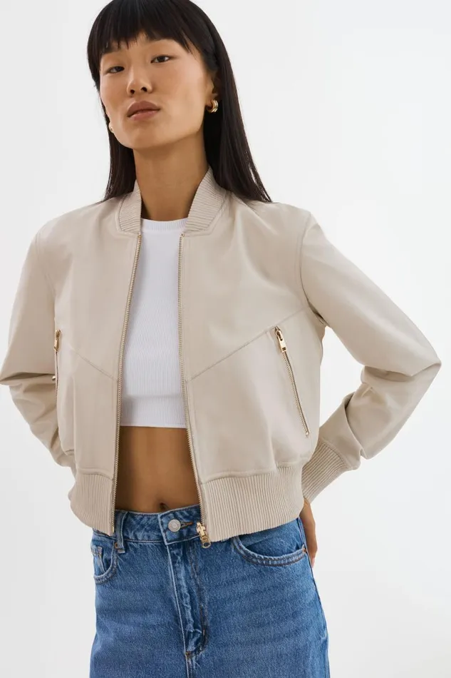 Women KORDELLA Reversible Leather Bomber Jacket Bonegold LAMARQUE Bombers
