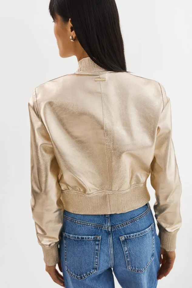 Women KORDELLA Reversible Leather Bomber Jacket Bonegold LAMARQUE Bombers Women KORDELLA Reversible Leather Bomber Jacket Bonegold LAMARQUE Bombers