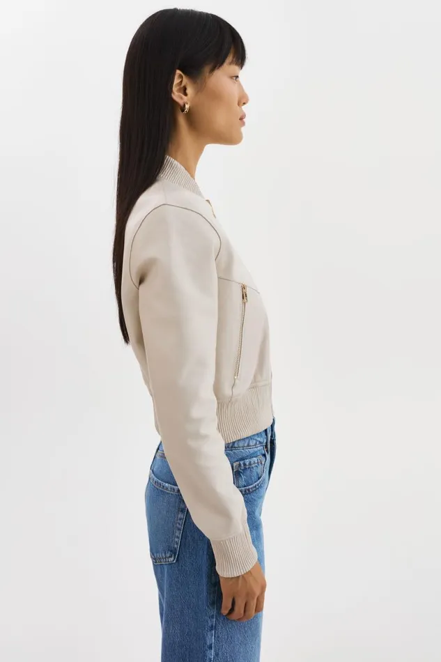 Women KORDELLA Reversible Leather Bomber Jacket Bonegold LAMARQUE Bombers Women KORDELLA Reversible Leather Bomber Jacket Bonegold LAMARQUE Bombers
