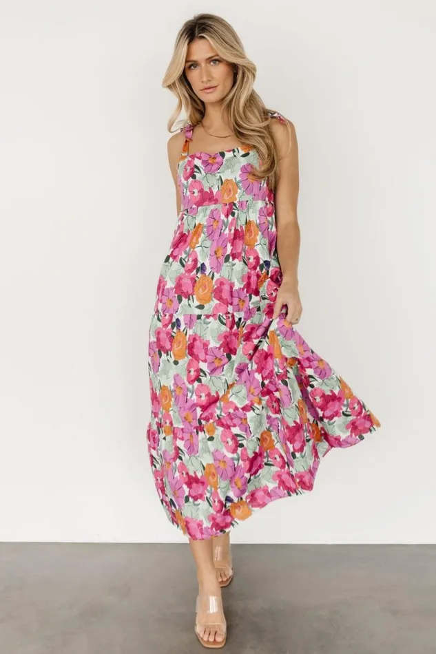 Women Lakewood Tie Dress Pink Multi Baltic Born Midi Dresses