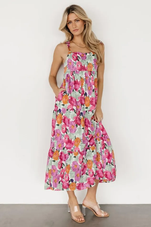 Women Lakewood Tie Dress Pink Multi Baltic Born Midi Dresses