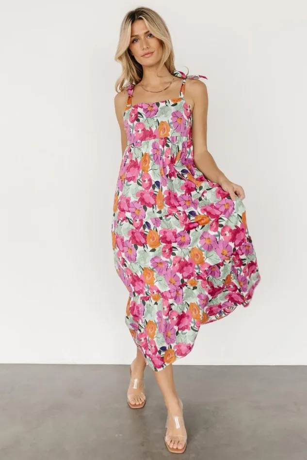 Women Lakewood Tie Dress Pink Multi Baltic Born Midi Dresses