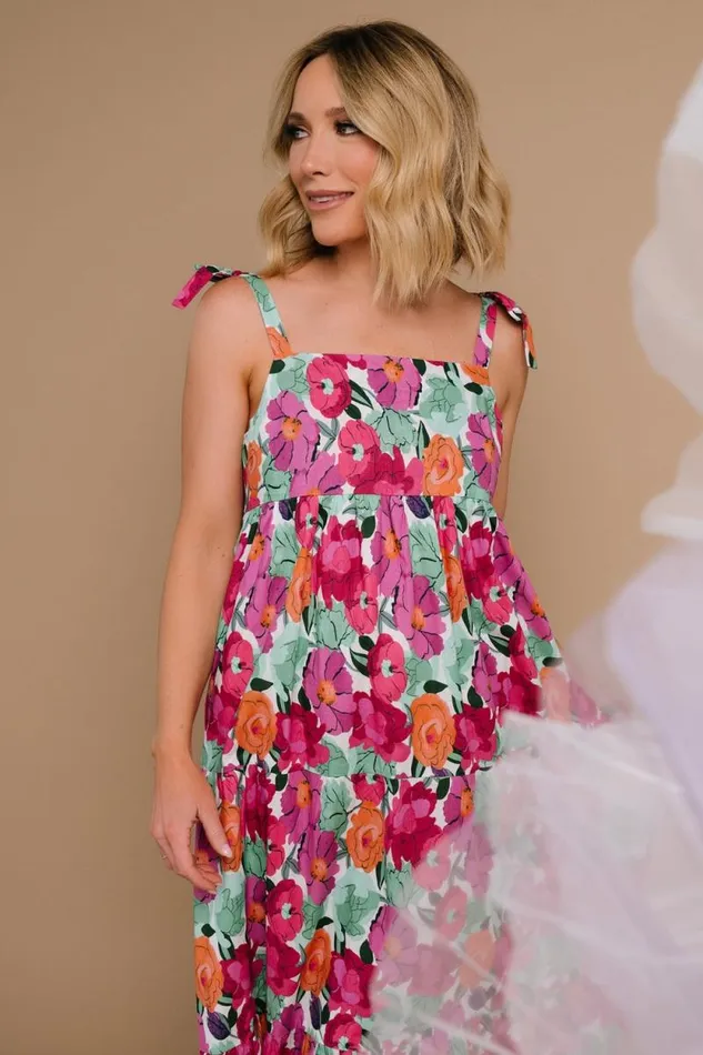 Women Lakewood Tie Dress Pink Multi Baltic Born Midi Dresses