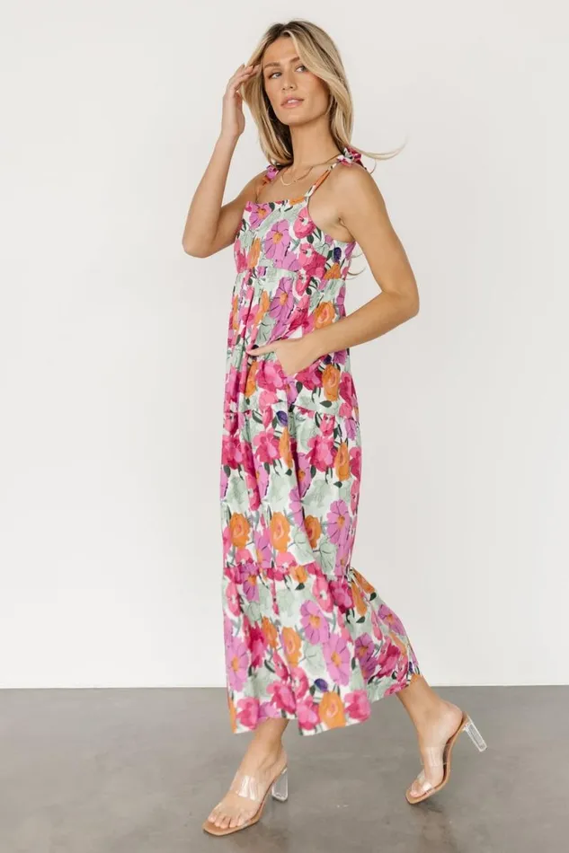 Women Lakewood Tie Dress Pink Multi Baltic Born Midi Dresses