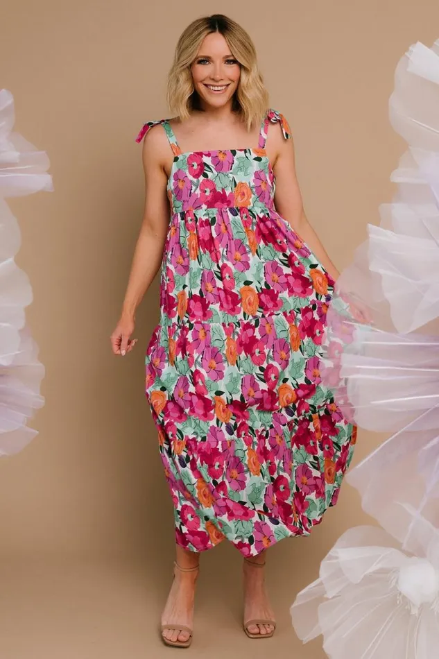 Women Lakewood Tie Dress Pink Multi Baltic Born Midi Dresses