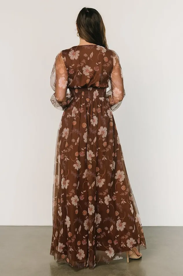 Women Layla Tulle Maxi Dress Chestnut Floral Baltic Born Bump Friendly