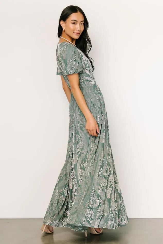 Women Leslie Velvet Maxi Dress Sage Silver Baltic Born Maxi Dresses Women Leslie Velvet Maxi Dress Sage Silver Baltic Born Maxi Dresses