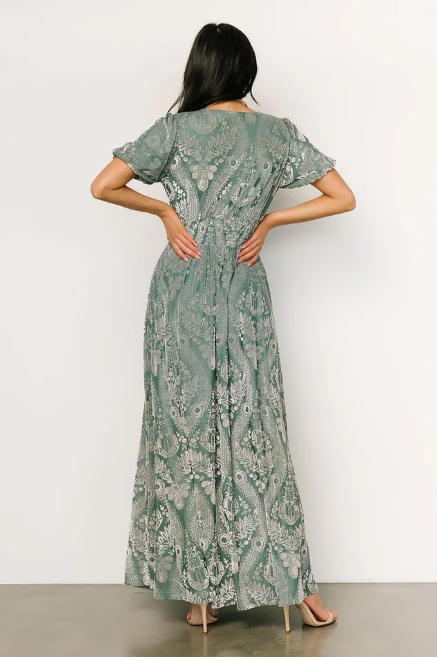 Women Leslie Velvet Maxi Dress Sage Silver Baltic Born Maxi Dresses Women Leslie Velvet Maxi Dress Sage Silver Baltic Born Maxi Dresses