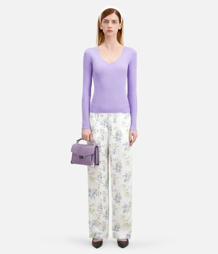 Women Lilac Ribbed Knit Sweater THE KOOPLES Sweaters