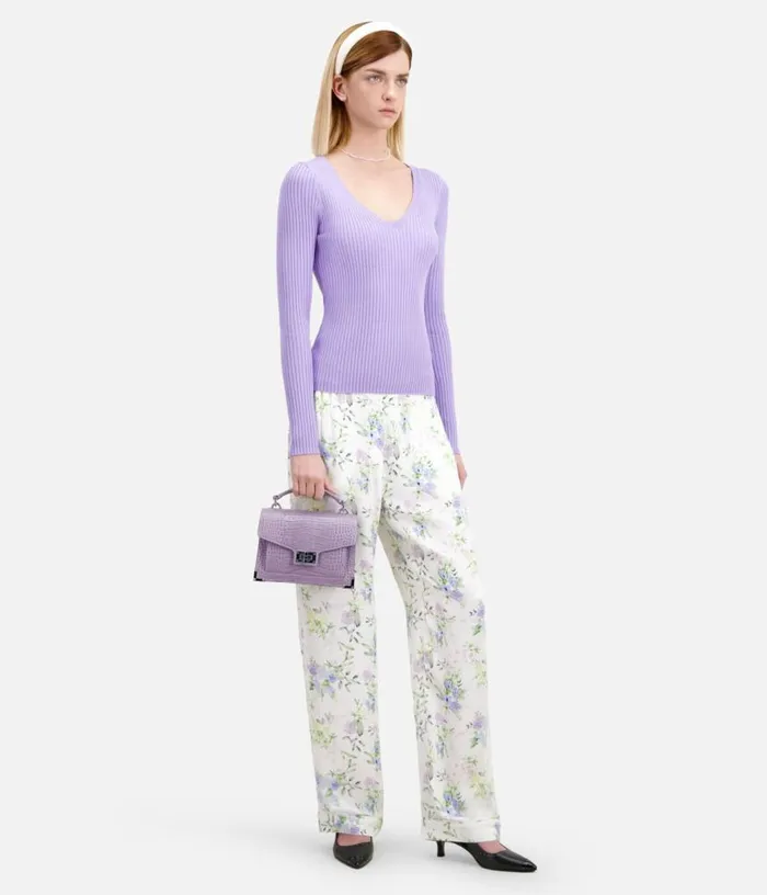 Women Lilac Ribbed Knit Sweater THE KOOPLES Sweaters