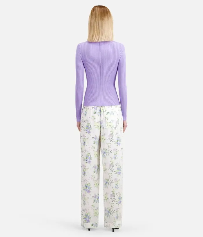 Women Lilac Ribbed Knit Sweater THE KOOPLES Sweaters