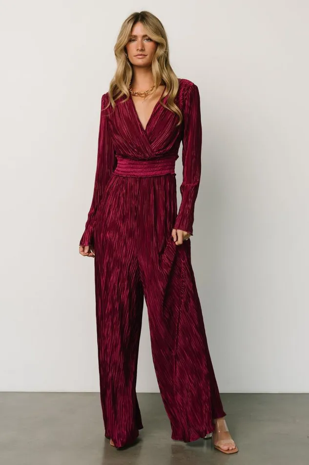 Women Lilith Pleated Jumpsuit Mulberry Baltic Born Jumpsuits and Rompers