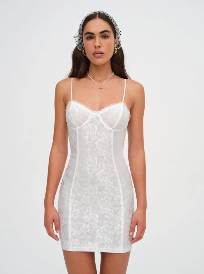 Women Lindy Lace Mini Dress White For Love and Lemons Dresses